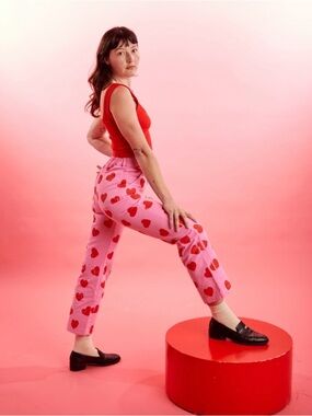 Big Bud Press pink heart work pants SMALL